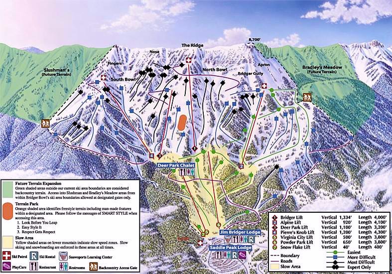 Bridger Bowl Mountain Map