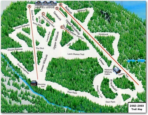 Ski Laurel Mountain trial map